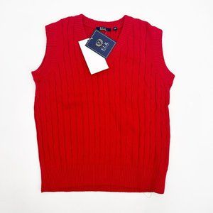 E.L.K Boys Vest Size 7/8 Red Cable Knit Cotton Vest